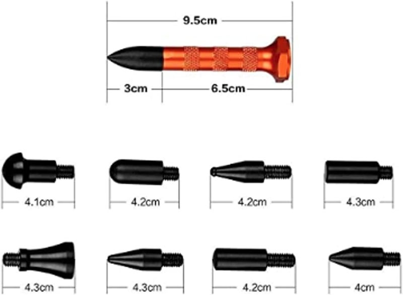 10Pcs Dent Repair Tool Kits Paintless Dent Removal Tap Down Tools Dent Rubber Hammer with 9 Different Shaped Hammer Heads for DIY dent Repair on Cars